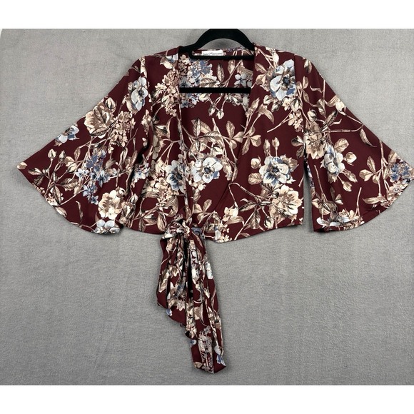 Festival Tops - Dainty Holligan Wrap Top Women Small Tie Front Cochella Festival Boho USA Made